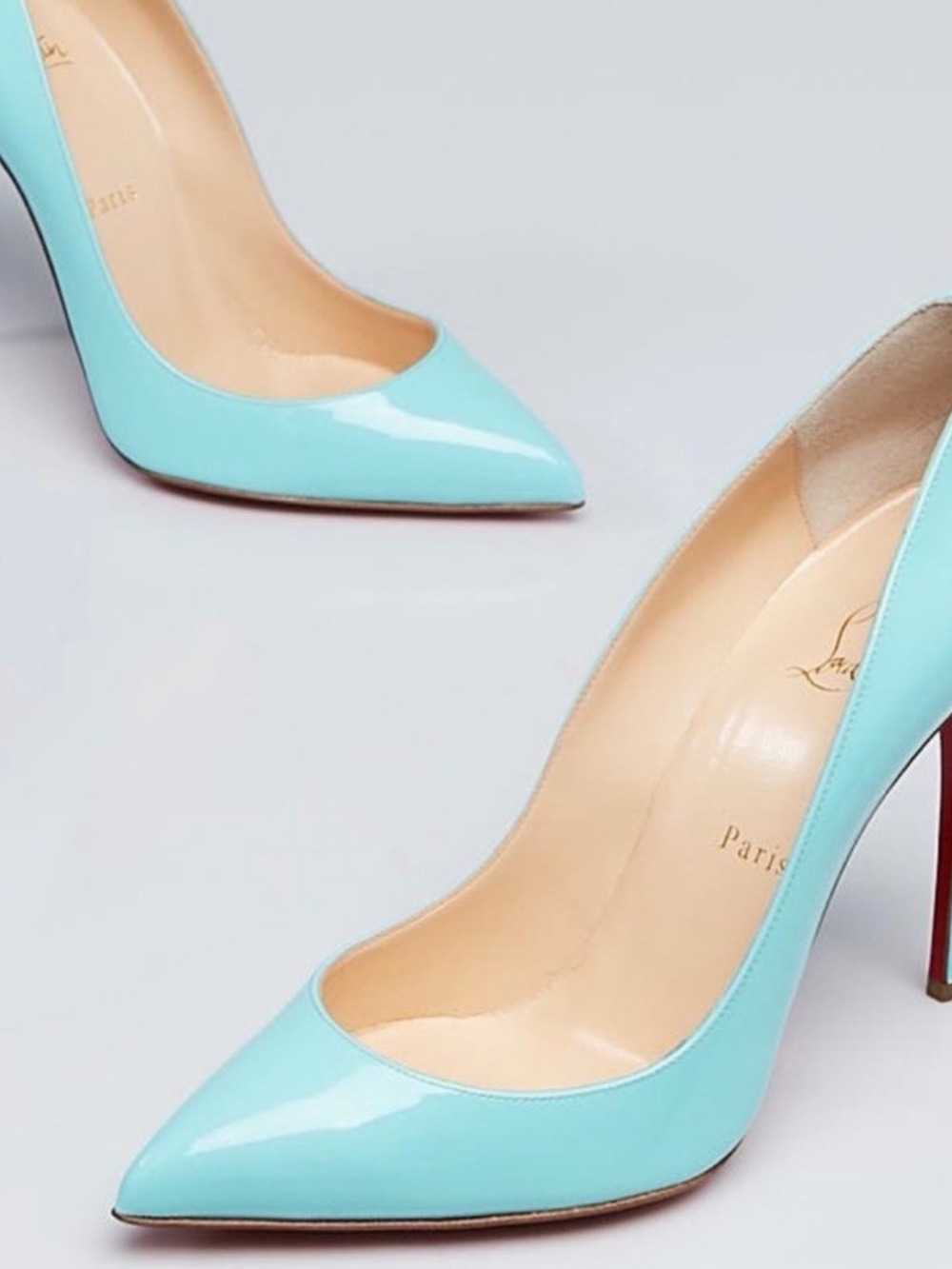 Christian Louboutin Aquamarine Patent Pointed-Toe Stiletto Pumps